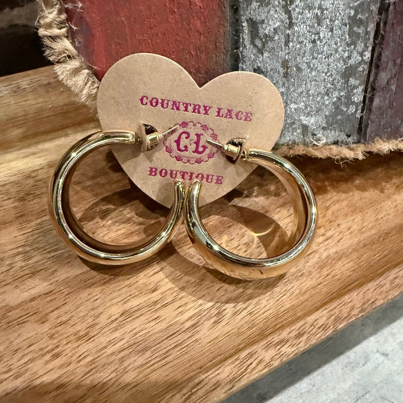 Gold Super Light Chunky Hoop Fashion Earrings - Country Lace Boutique