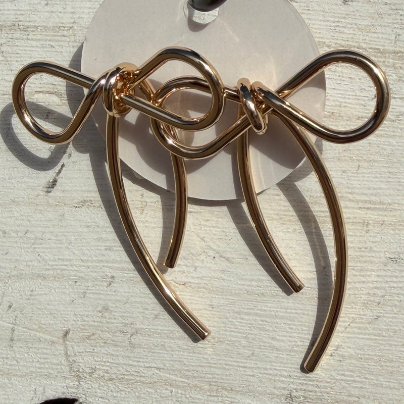 Gold Twisted Bow Post Fashion Earrings - Country Lace Boutique