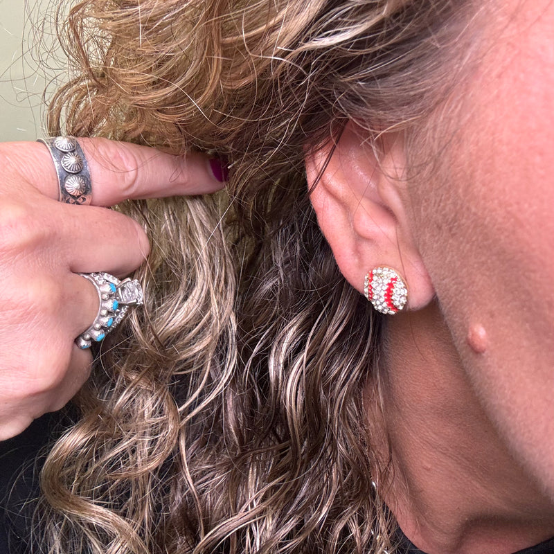 goldbaseballsparkleearring