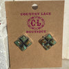 Gorgeous 4 Stone Turquoise Square Post Stud Sterling Silver Earring - Country Lace Boutique