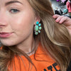 Gorgeous Half Cluster Kingman Turquoise Stud Post Sterling Silver Earring - Country Lace Boutique