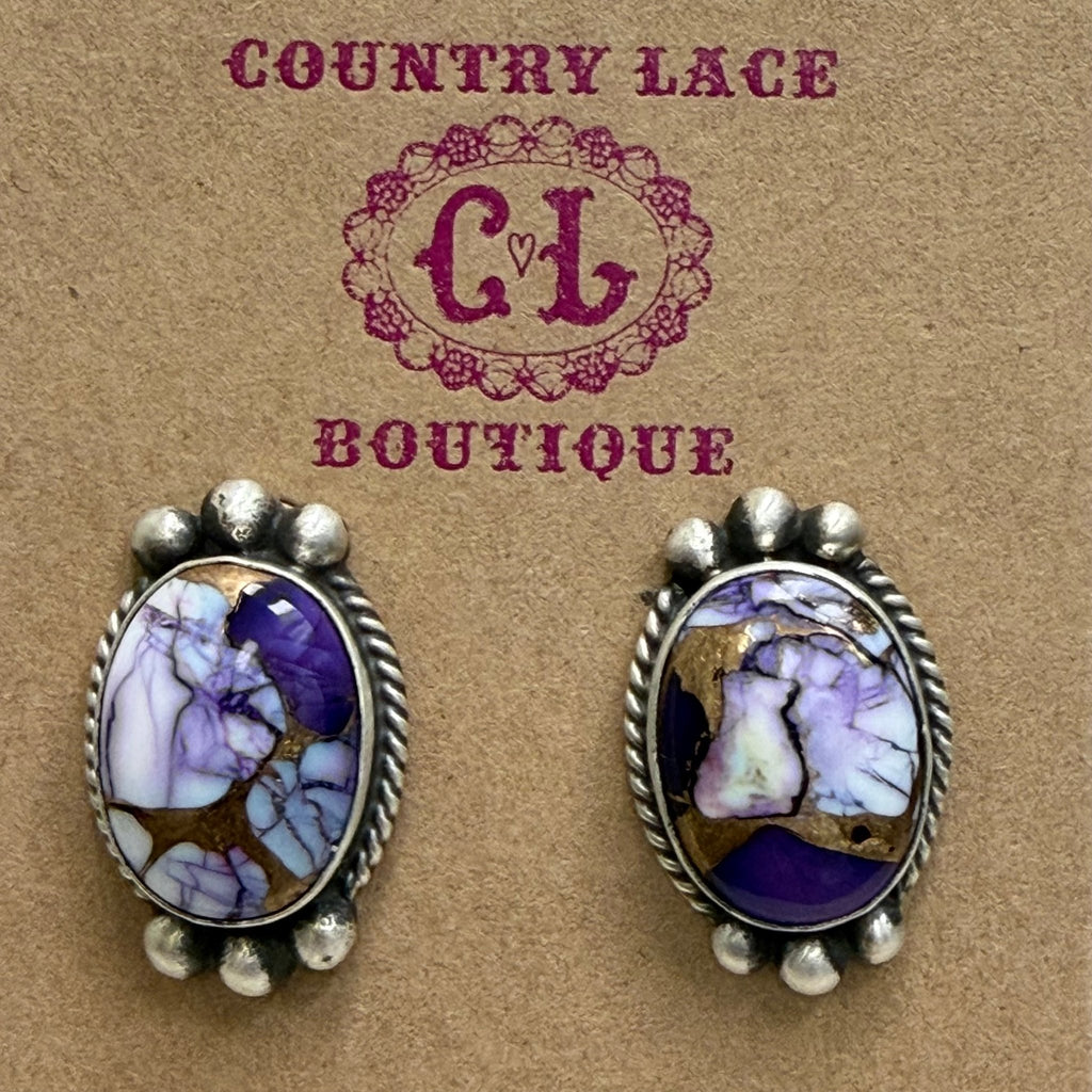 Gorgeous Lavender Dahlia with Ball Detail Post Sterling Silver Earring - Country Lace Boutique
