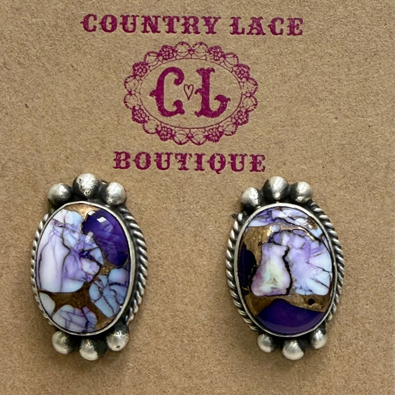Gorgeous Lavender Dahlia with Ball Detail Post Sterling Silver Earring - Country Lace Boutique