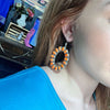 Gorgeous Orange Spiny Round Halo Sterling Silver Earrings - Country Lace Boutique