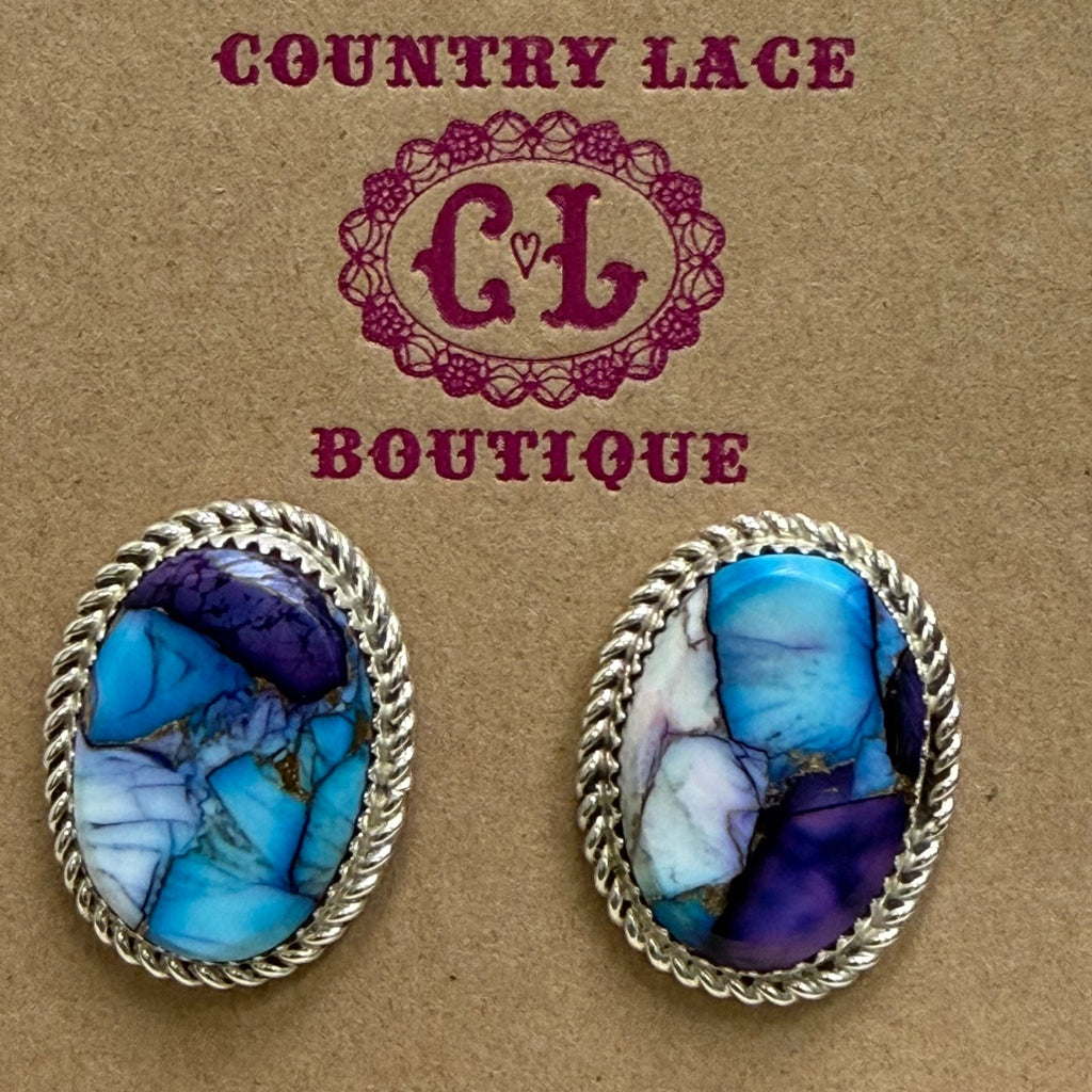 Gorgeous Peacock Post Sterling Silver Earring - Country Lace Boutique