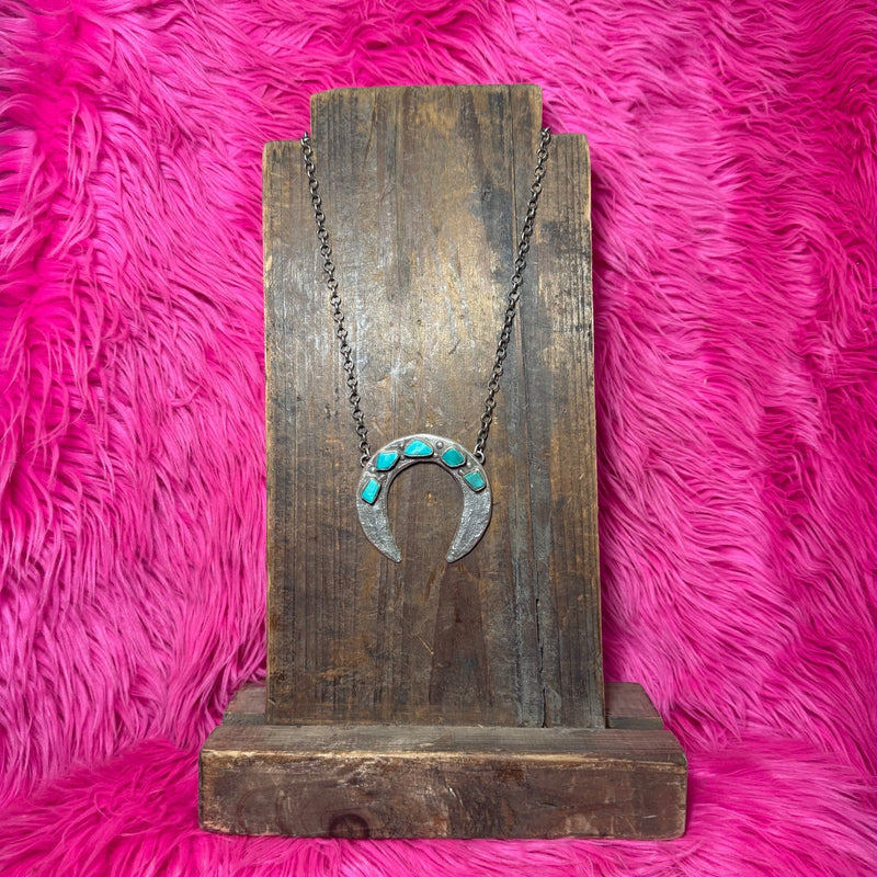 Gorgeous Sterling Silver 5 Stone Turquoise Naja Sterling Silver Necklace - Country Lace Boutique