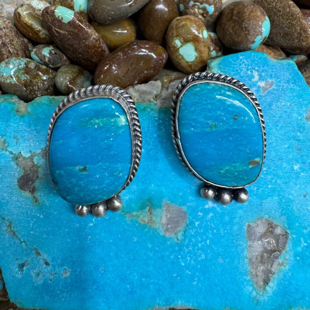 Gorgeous Turquoise Post Stud with Ball Detail Sterling Silver Earring - Country Lace Boutique