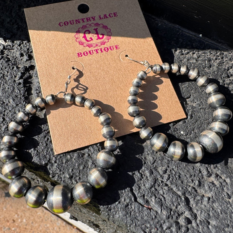 Graduated Round Navajo Pearl Sterling Silver Earring - Country Lace Boutique