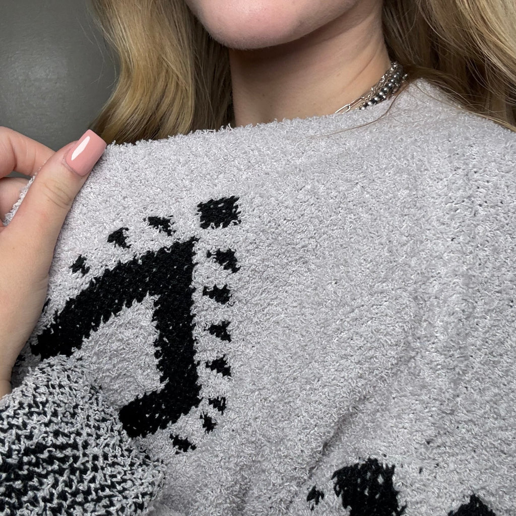 Gray & Black Aztec Southwestern Soft Sweater Cardigan - Country Lace Boutique