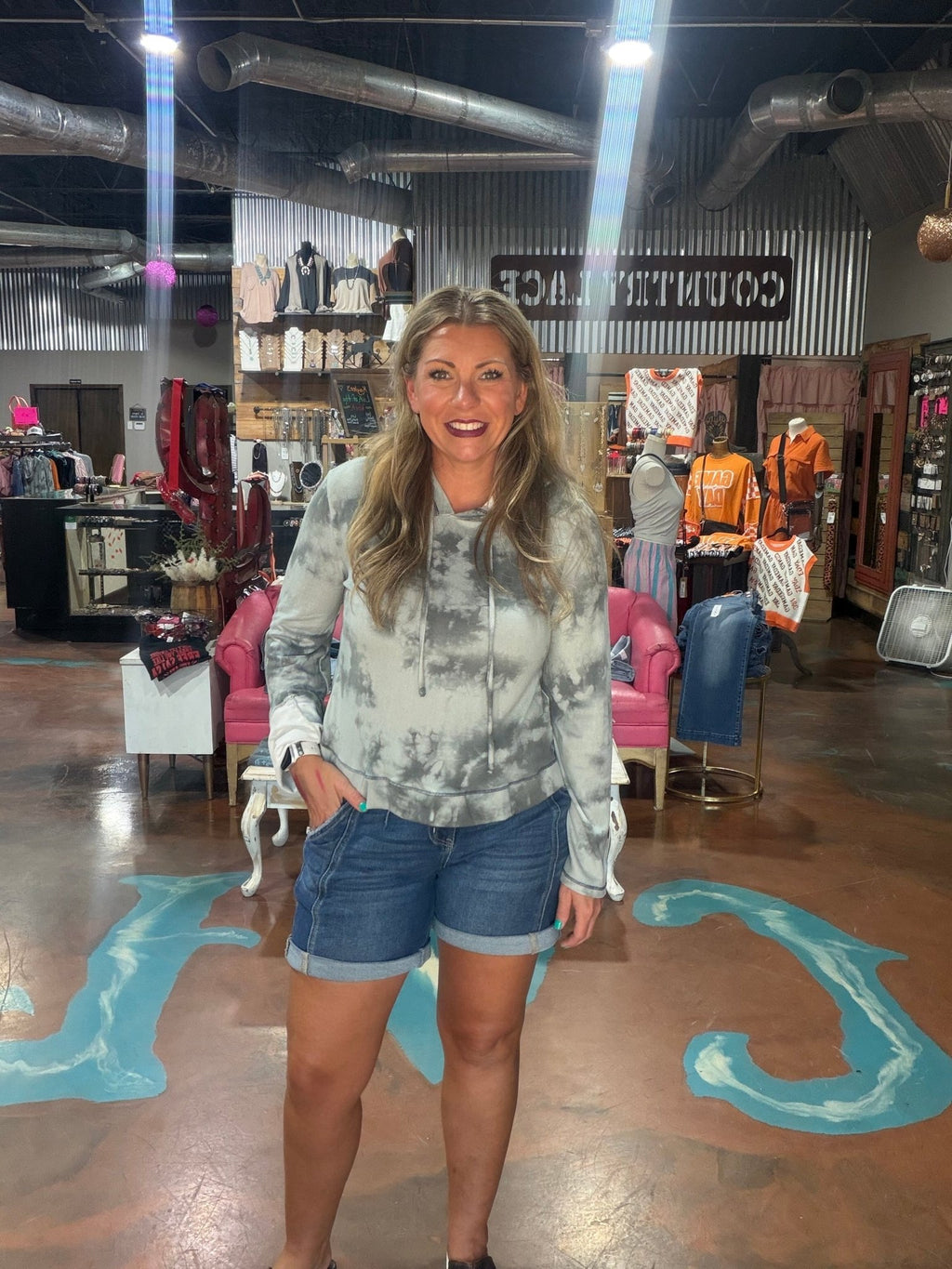 Gray Tie Dye Sweatshirt Hoodie - Country Lace Boutique