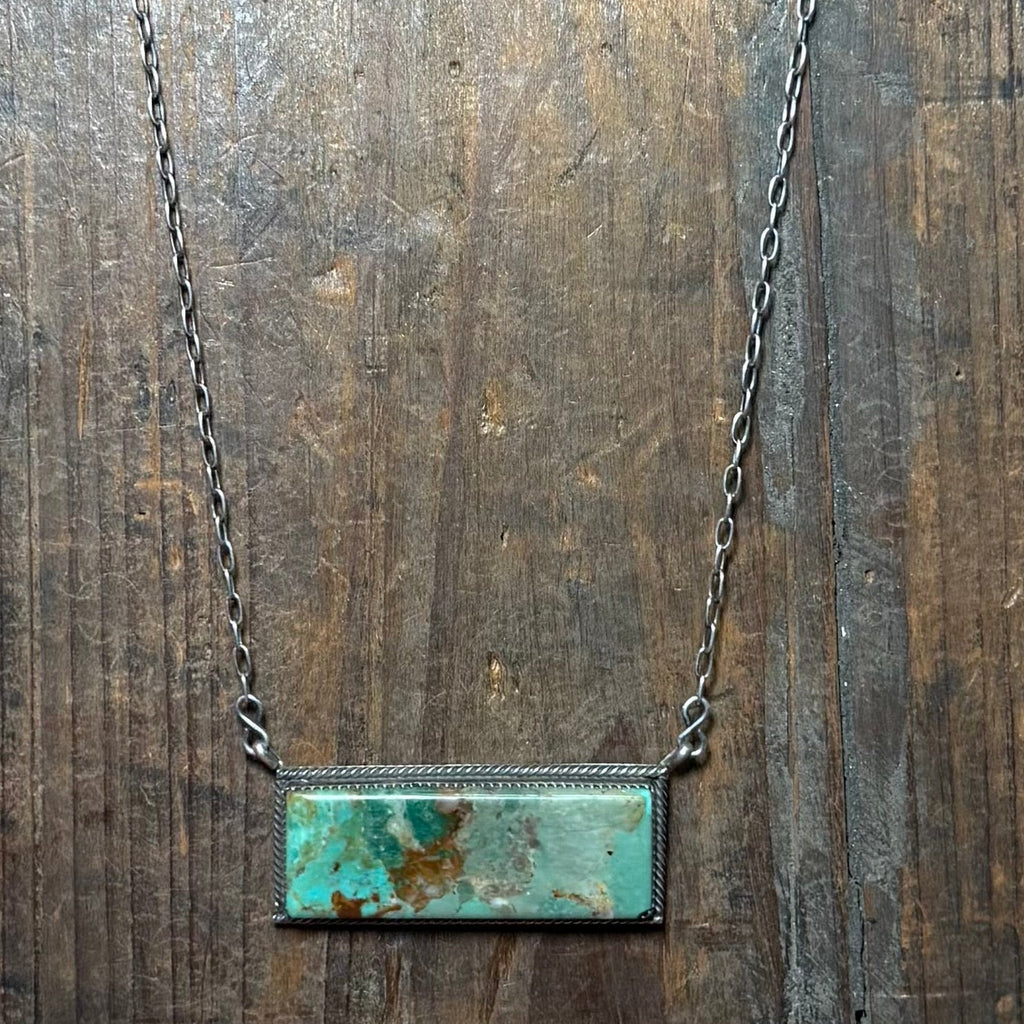 Green Large Bar Sterling Silver Necklace - Country Lace Boutique