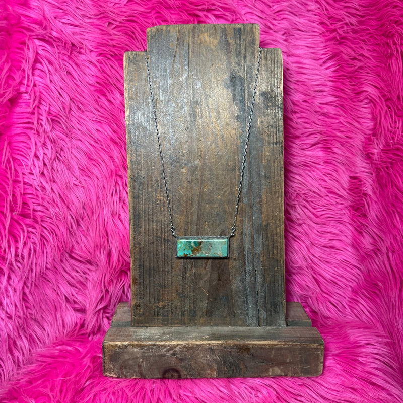 Green Large Bar Sterling Silver Necklace - Country Lace Boutique