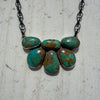 Green Turquoise Half Cluster Sterling Silver Necklace - Country Lace Boutique