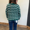 Green & White Detailed Long Sleeve Sweater - Country Lace Boutique