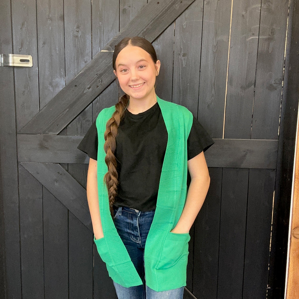 green cardigan vest  