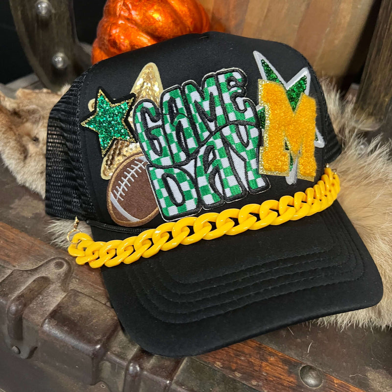 green gameday custom patch hat