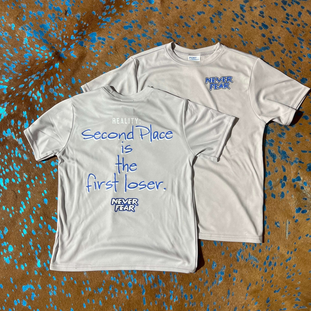 Grey Kids Dri - Fit Reality: Second Place is the First Loser T-shirt - Country Lace Boutique
