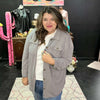 Grey Ribbed Big Button Top Shacket - Country Lace Boutique