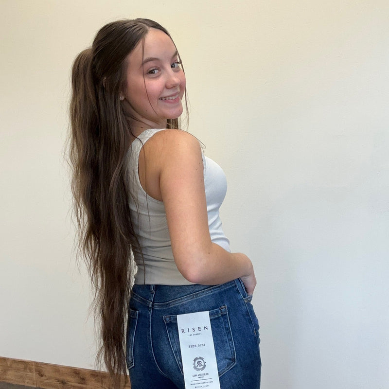 Grey Ribbed Tank Top with Built in Bra - Country Lace Boutique