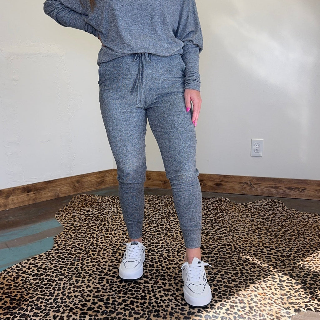 Grey Super Soft Mono B Joggers w/ Draw String - Country Lace Boutique