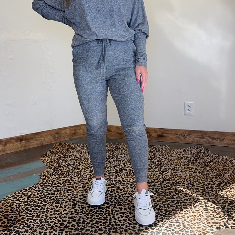 Grey Super Soft Mono B Joggers w/ Draw String - Country Lace Boutique