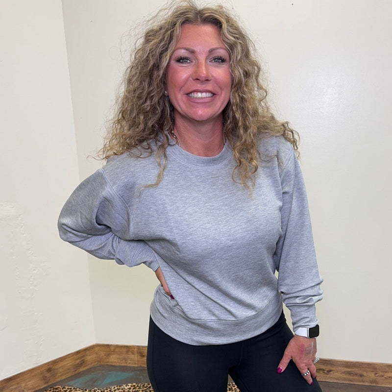Heather Gray Super Soft Crop Sweat Shirt - Country Lace Boutique