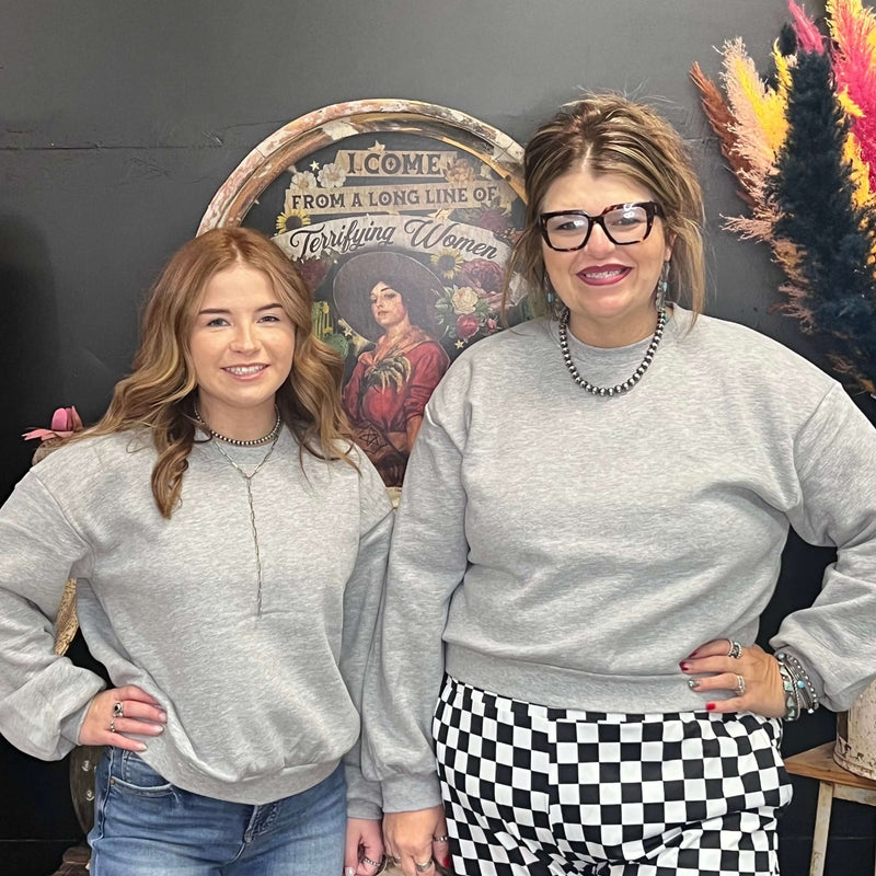 Heather Grey Crop Sweatshirt - Country Lace Boutique