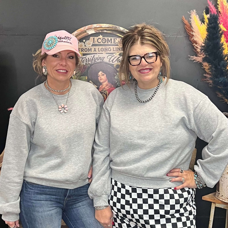 Heather Grey Crop Sweatshirt - Country Lace Boutique