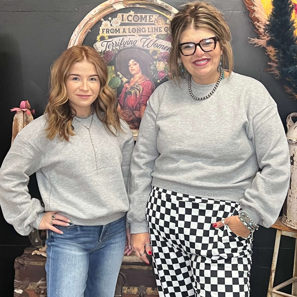 Heather Grey Crop Sweatshirt - Country Lace Boutique