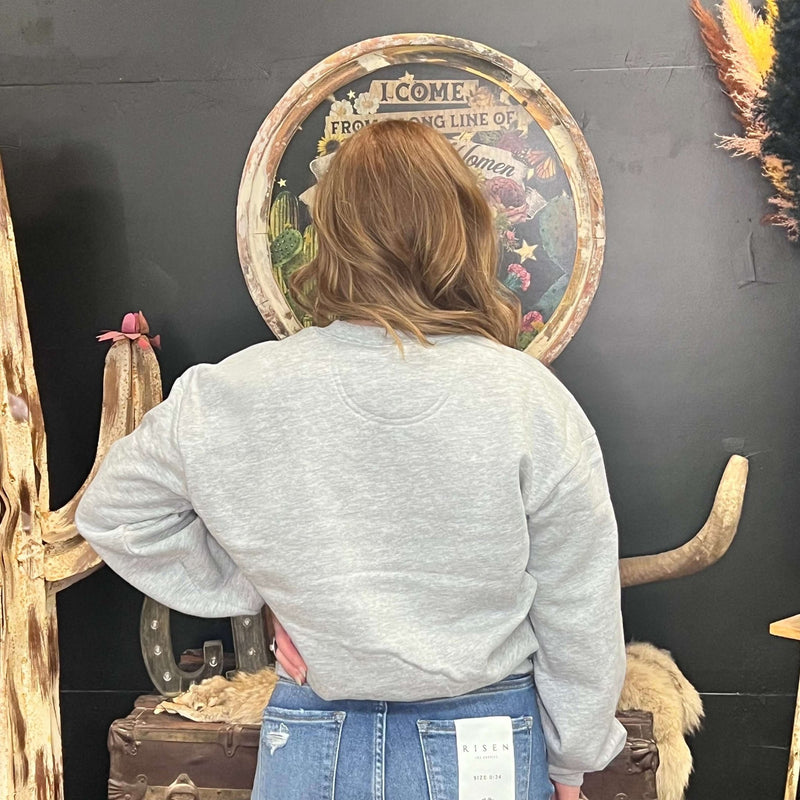 Heather Grey Crop Sweatshirt - Country Lace Boutique