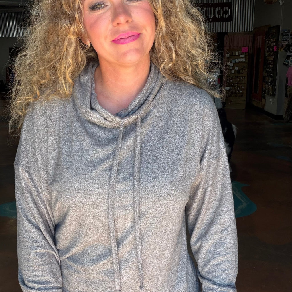 Heather Grey Long Sleeve Pullover Sweater - Country Lace Boutique