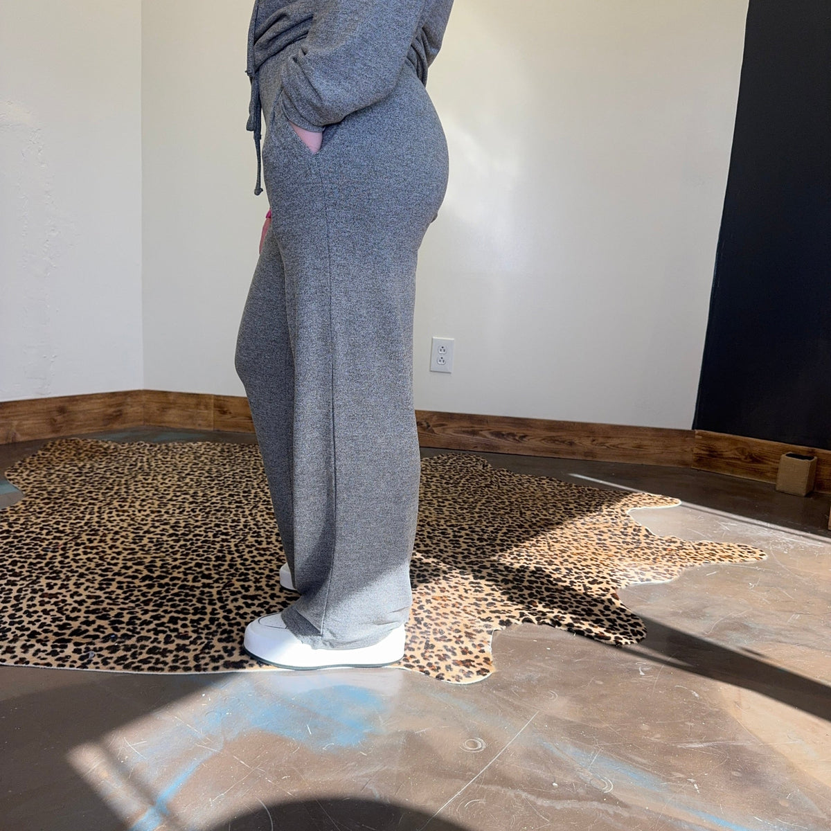 Heather Grey Super Soft Joggers Straight Leg w/ Draw String - Country Lace Boutique