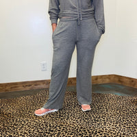 Heather Grey Super Soft Joggers Straight Leg w/ Draw String - Country Lace Boutique
