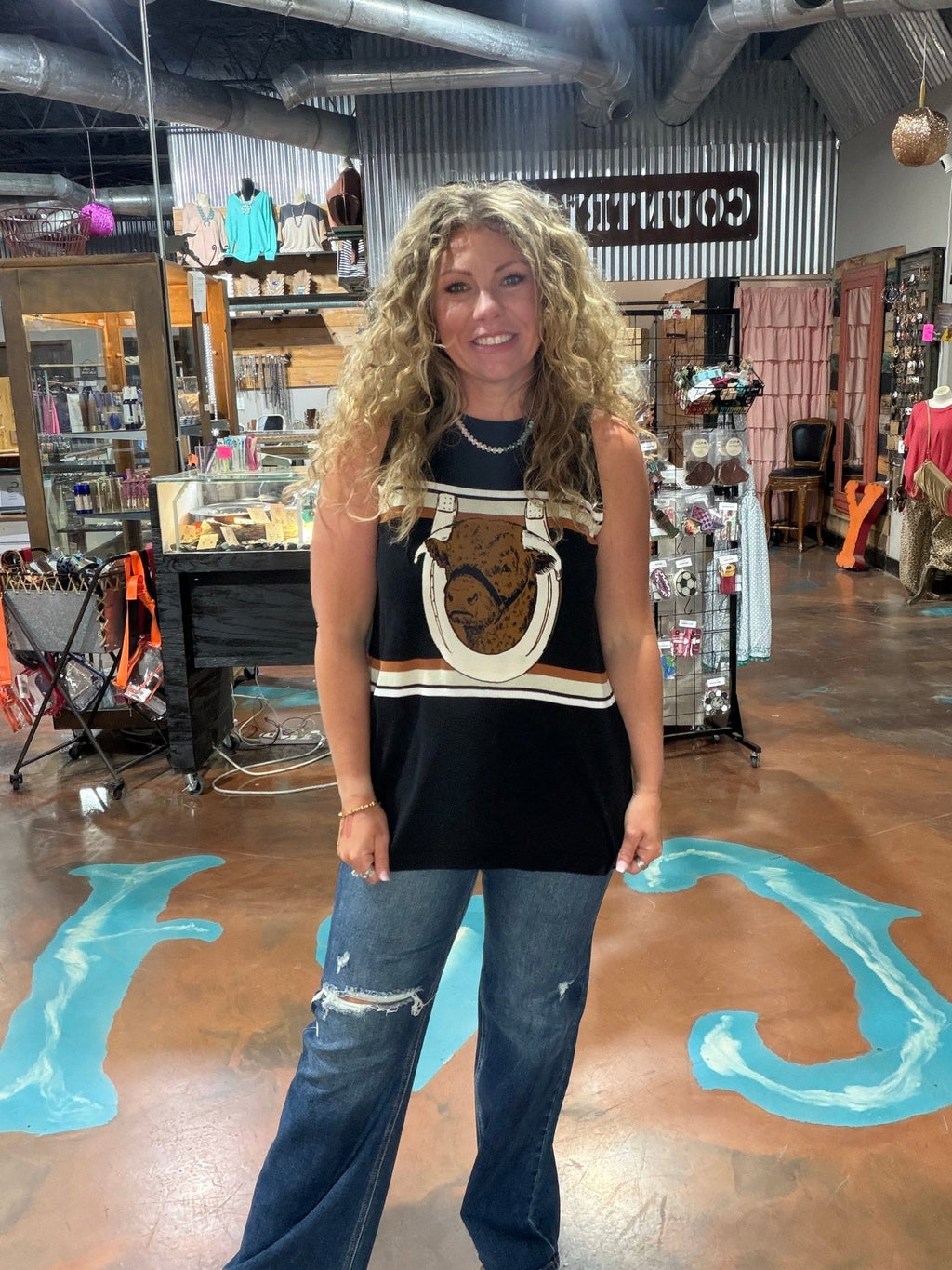 Hereford Black Tank Top - Country Lace Boutique