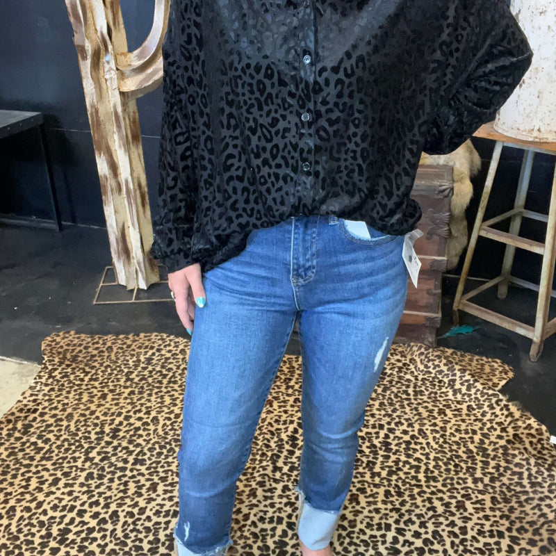 High Rise Straight Raw Hem Cuffed Slim Risen Jeans size 1 - Country Lace Boutique