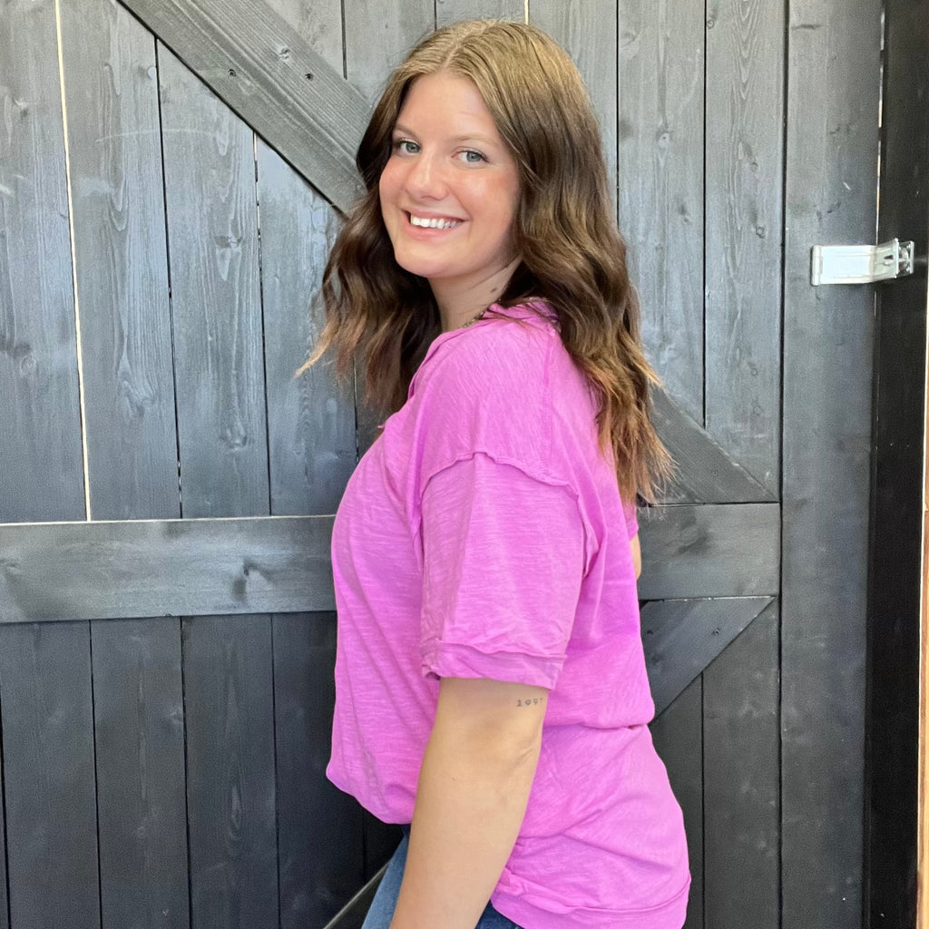 Hot Magenta Inside Out Shortsleeve Top - Country Lace Boutique
