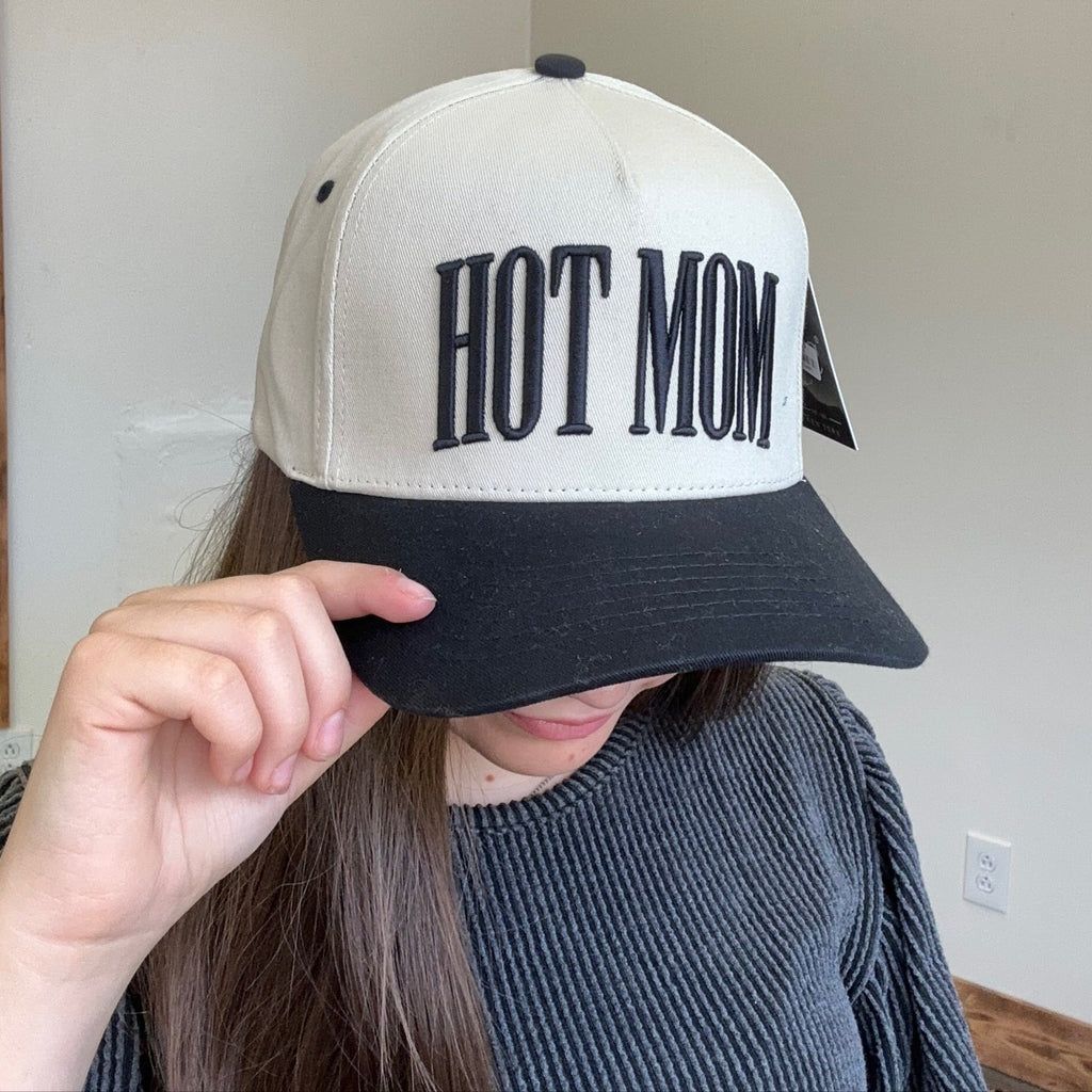 Hot Mom Black & Cream Hat - Country Lace Boutique