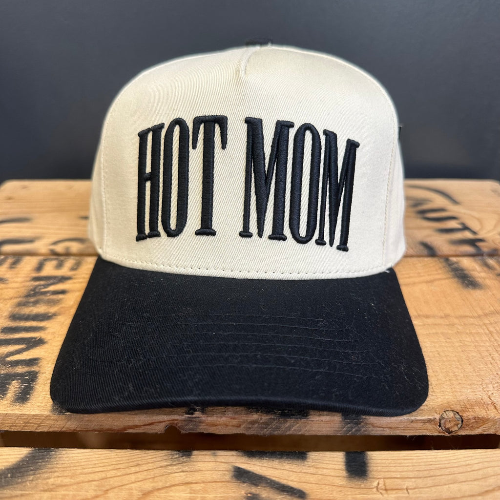 Hot Mom Black & Cream Hat - Country Lace Boutique