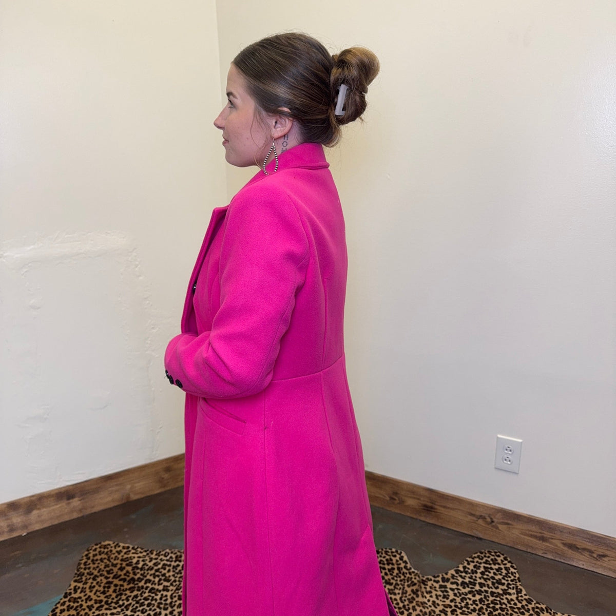 Hot Pink Fancy Long Jacket size medium - Country Lace Boutique