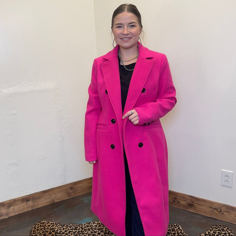 Hot Pink Fancy Long Jacket size medium - Country Lace Boutique