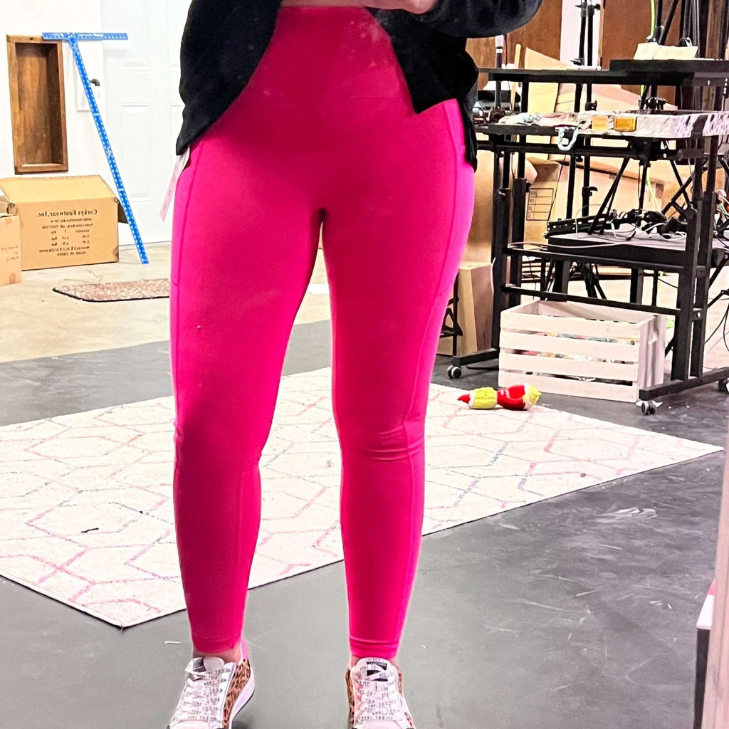 Hot Pink Mono B Leggings w/Pockets - Country Lace Boutique