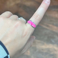Hot Pink Opal Inlay Sterling Silver Ring / size 10 - Country Lace Boutique