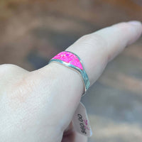 Hot Pink Opal Inlay Sterling Silver Ring / size 10 - Country Lace Boutique