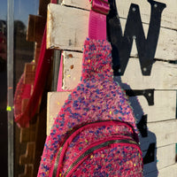Hot Pink Sequin Cross Body Sling Purse - Country Lace Boutique