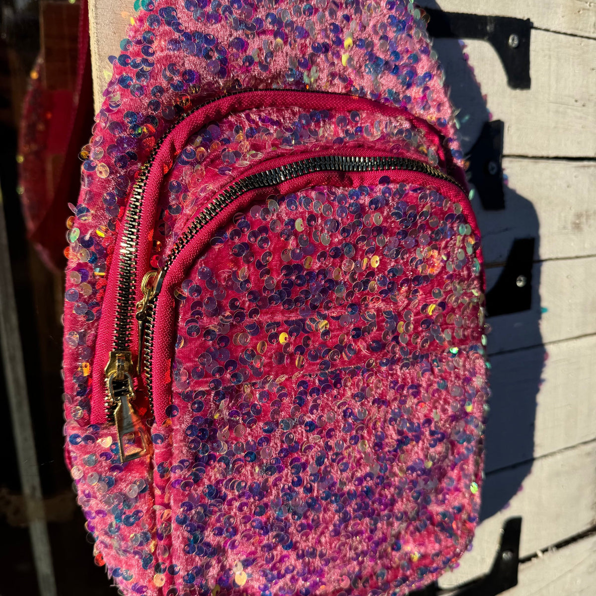 Hot Pink Sequin Cross Body Sling Purse - Country Lace Boutique