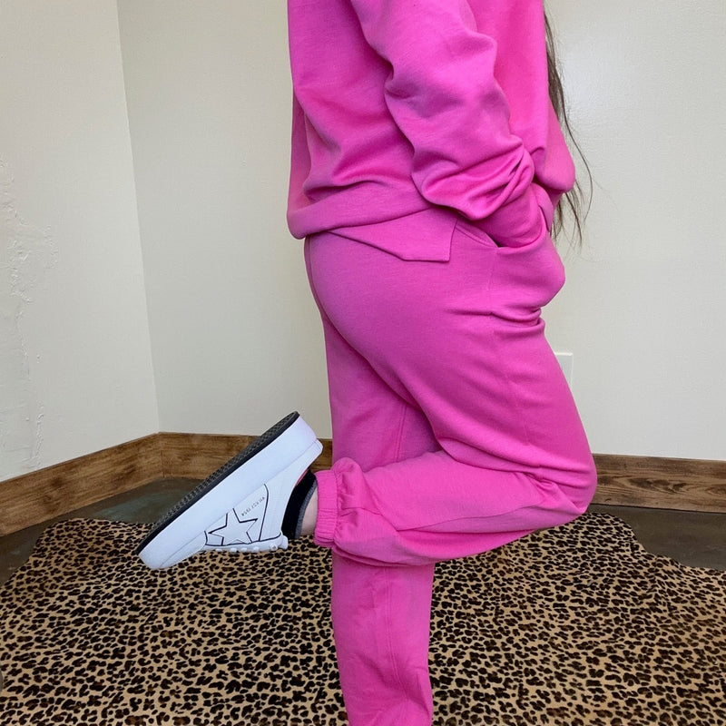 Hot Pink Super Soft Joggers w/ Draw String - Country Lace Boutique