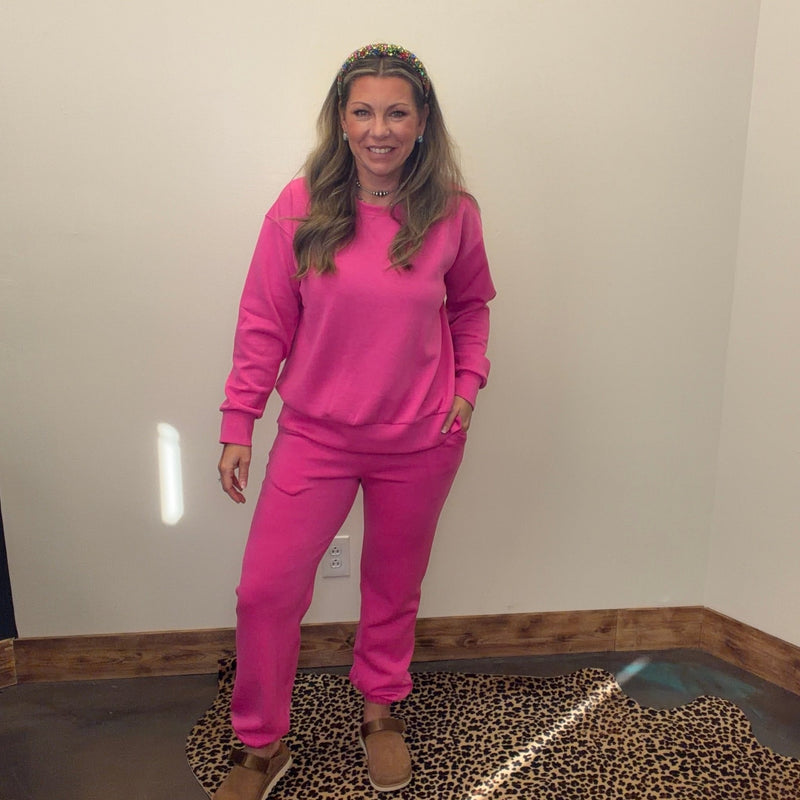 Hot Pink Super Soft Sweat Shirt - Country Lace Boutique