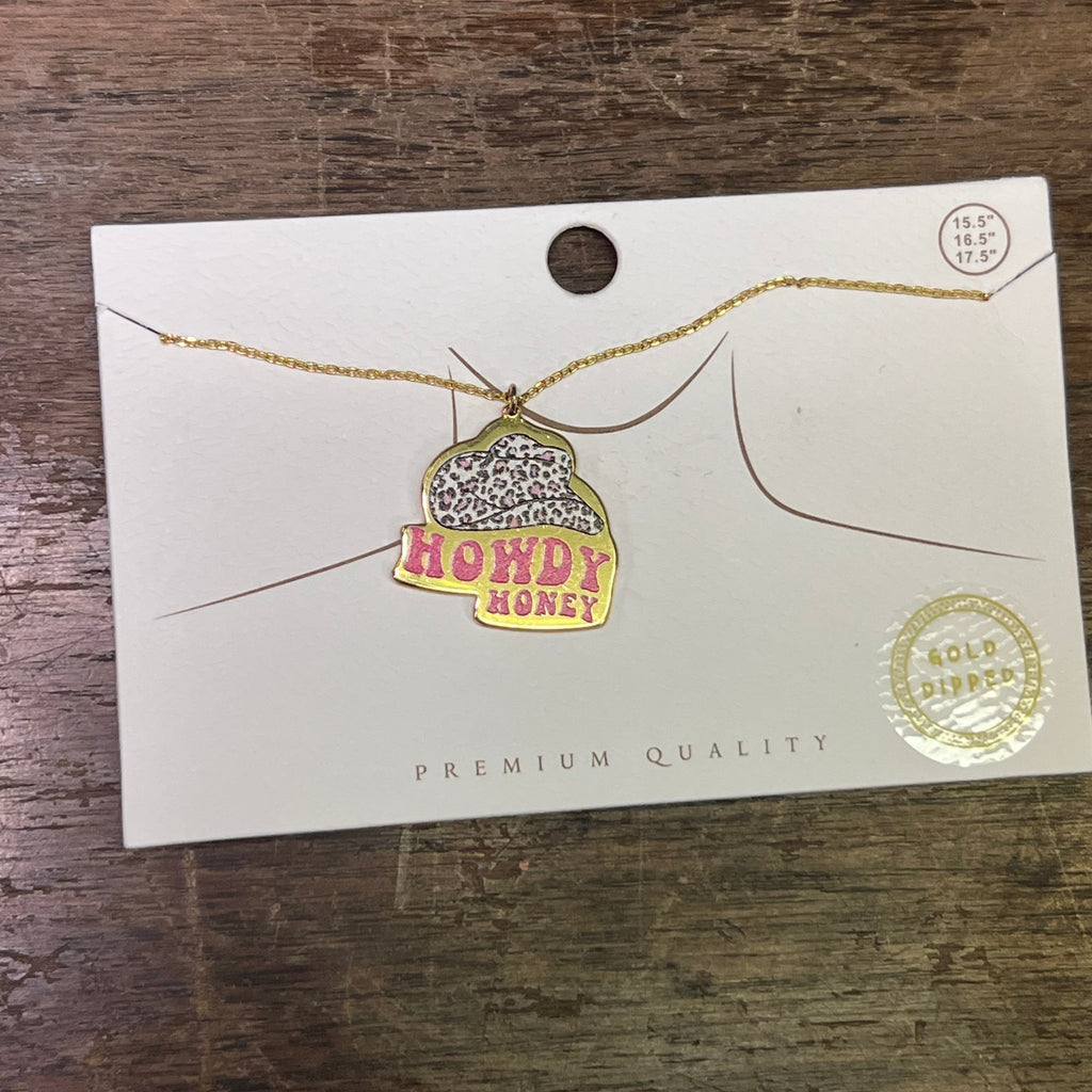 Howdy Honey Gold Fashion Necklace - Country Lace Boutique