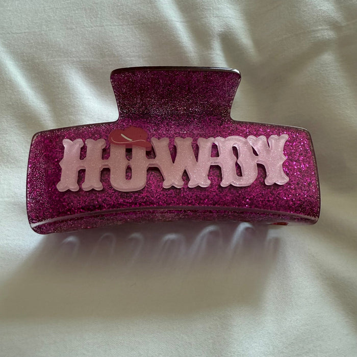 Howdy Pink Hair Clip - Country Lace Boutique