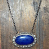 Huge Lapis Starburst Chain Sterling Silver Necklace - Country Lace Boutique